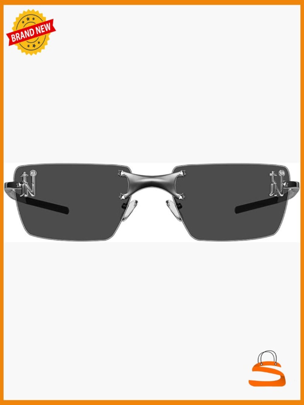 Rimless Rectangle Y2K Sunglasses Retro Metal Frameless Tinted Lens UV400